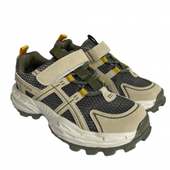 Дитячі кросівки з липучкою сітка напівпрозора хакі 30-37