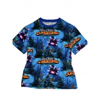 Дитяча футболка з бавовни у принт "Майнкрафт" синя 