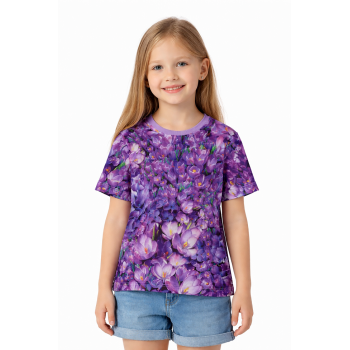 Дитяча трикотажна футболка оверсайз з бавовни "Крокуси"