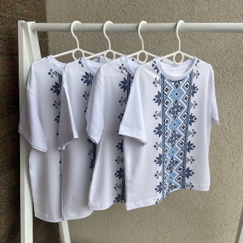 Трикотажна дитяча футболка-вишиванка біла 